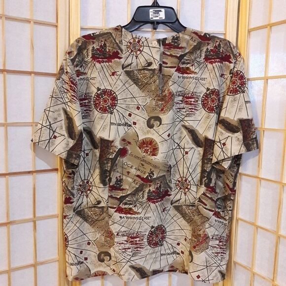 Rena Rowan For Saville Nautical Blouse Sz 12 - Picture 2 of 6